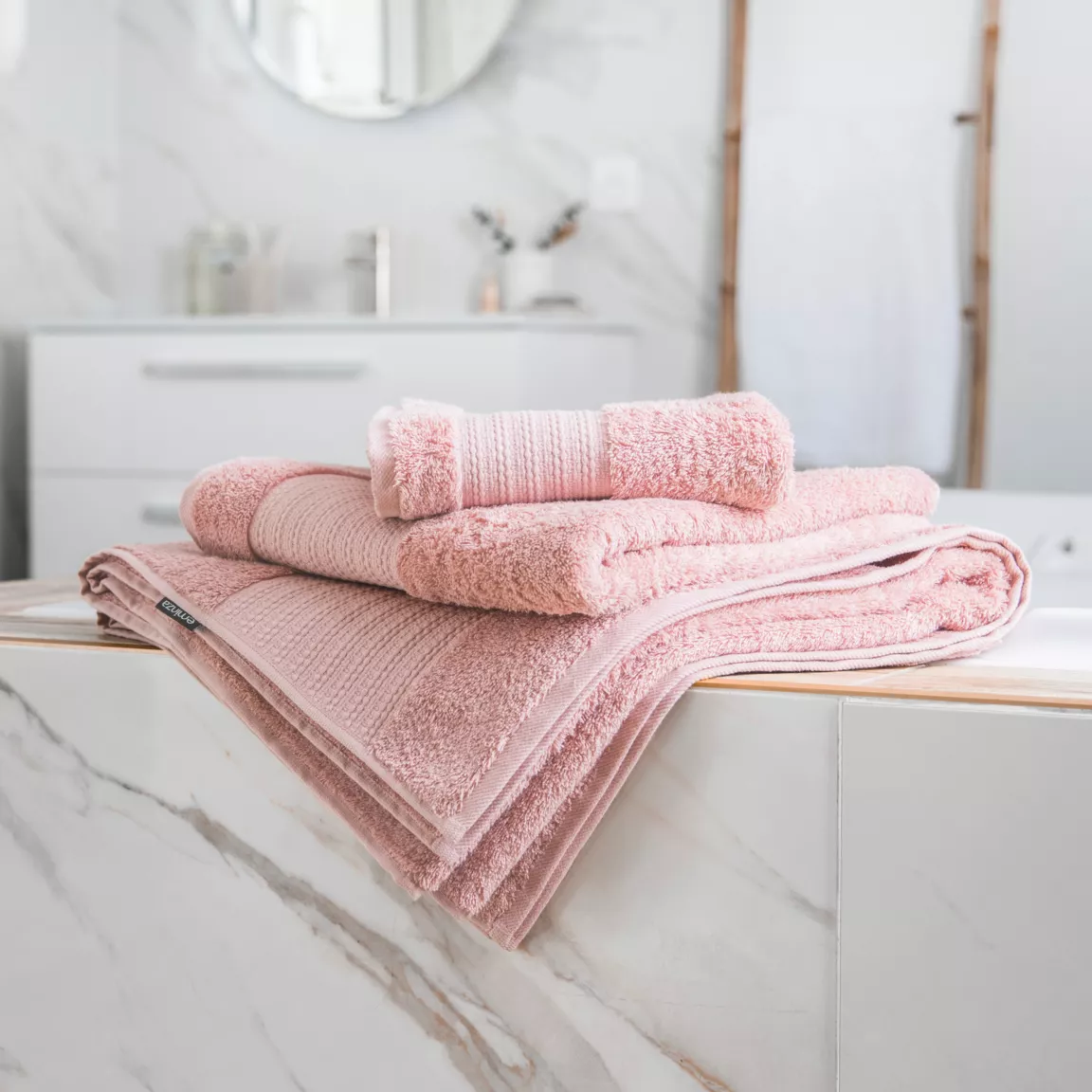 Serviette de bain coton bio (70 x 130 cm) Méline Rose pêche