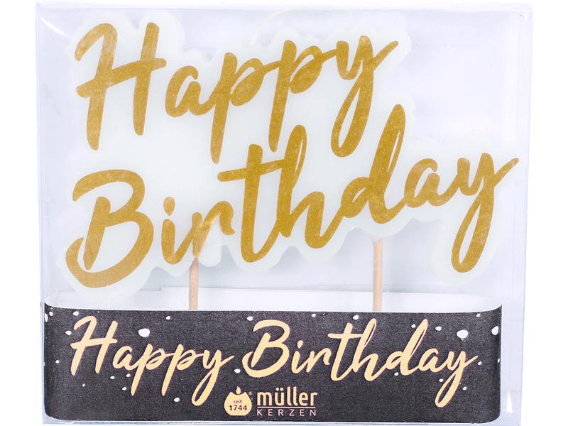 müller Kerzen Kerze Happy Birthday 1 Stück Goldener Kuchenstecker