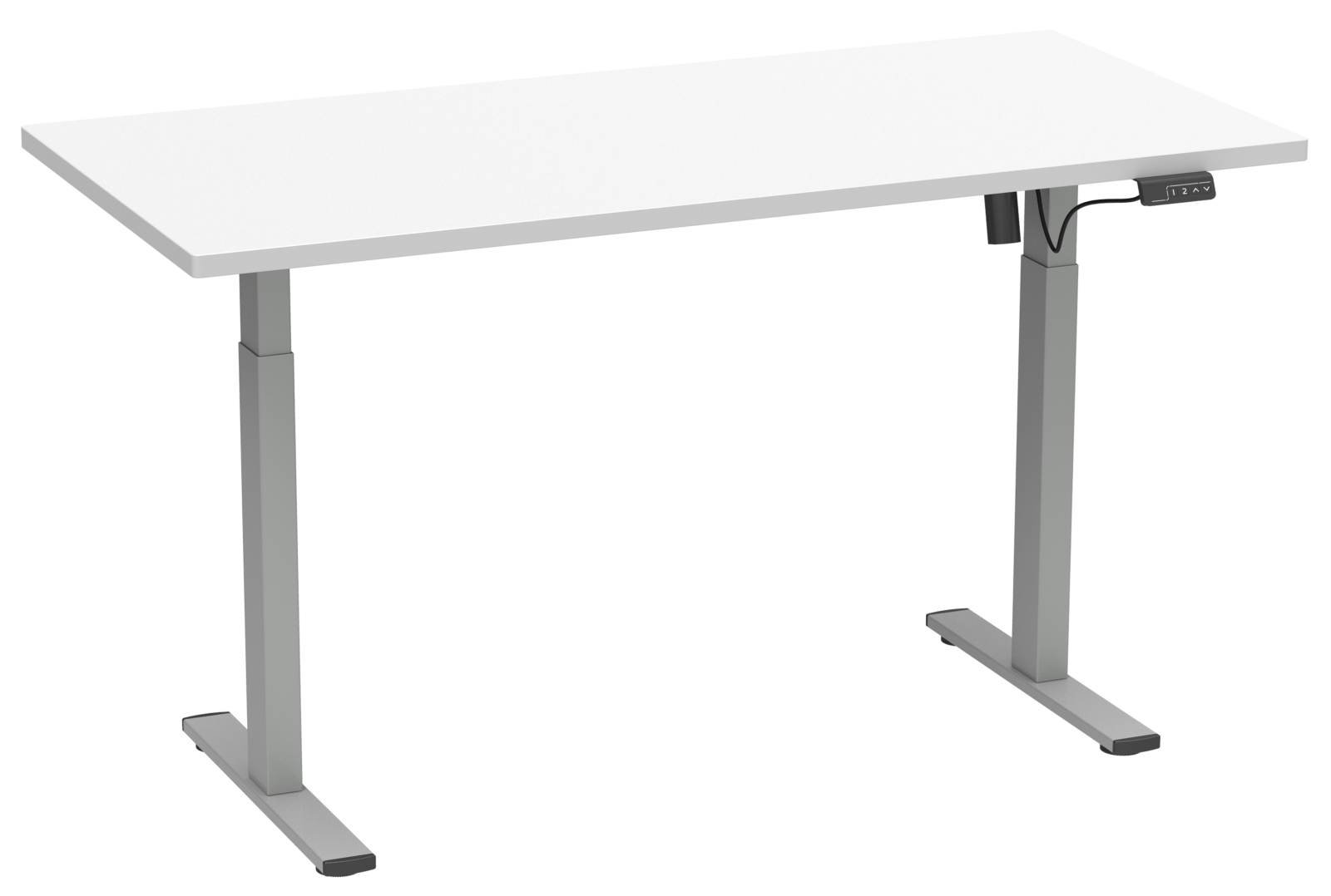 Schreibtisch E-LONA - weiß-silber - 110x80 cm - höhenverstellbar
