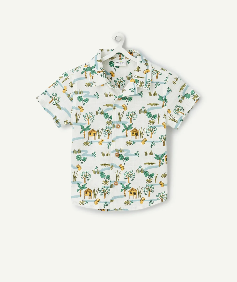 chemise d'été manches courtes bébé garçon avec imprimé cabanes