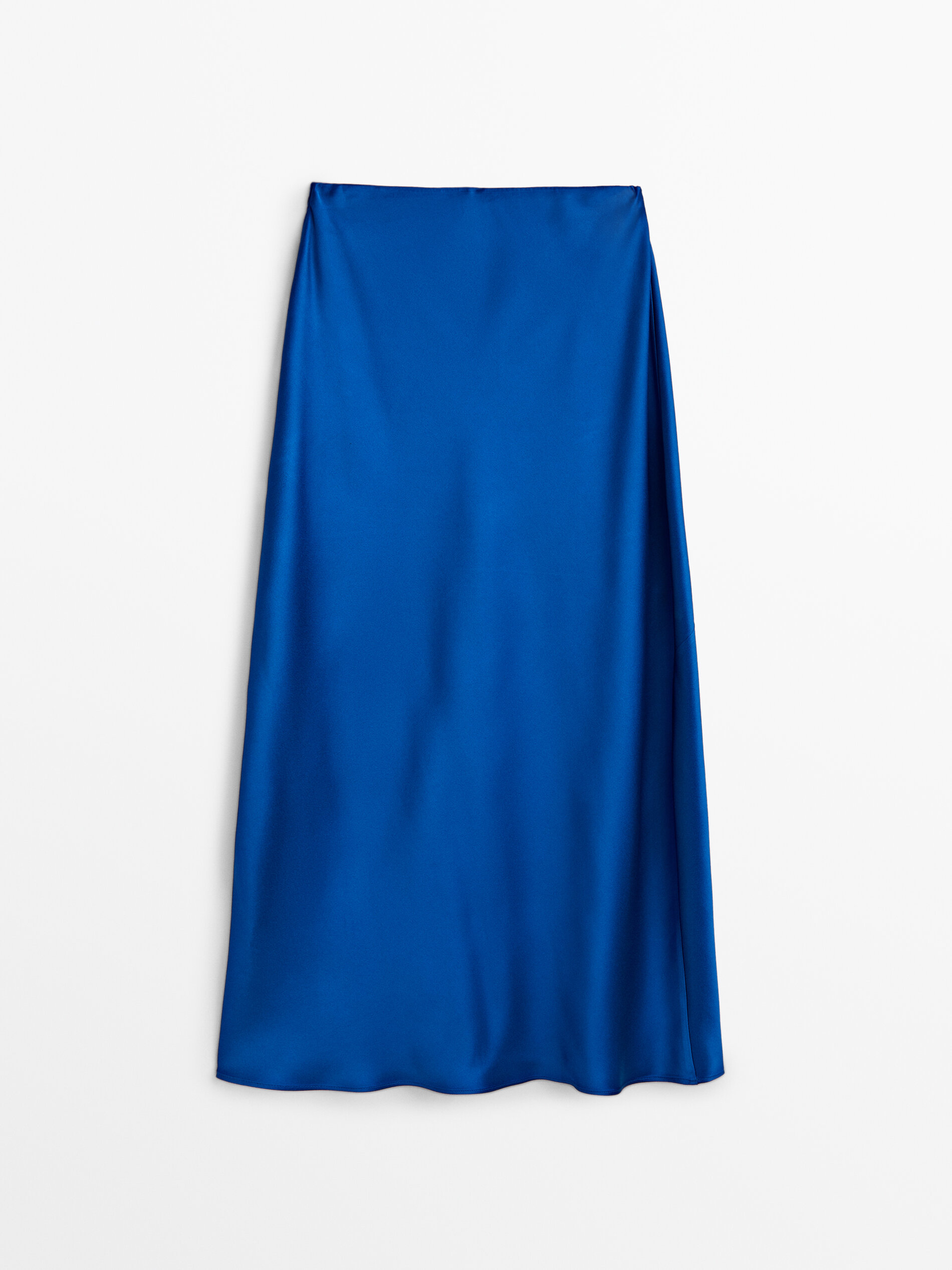 Saia midi fluida de cetim - AZUL ROYAL