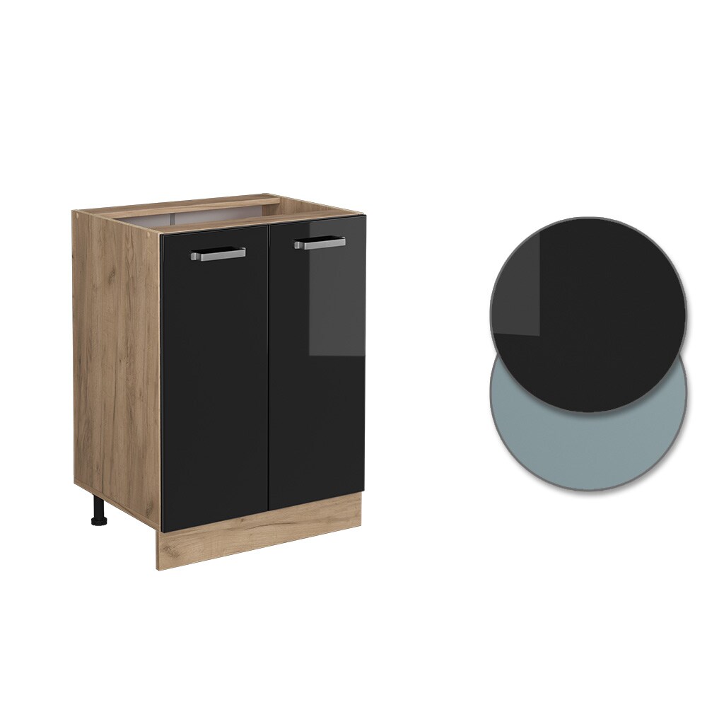 Vicco Unterschrank Küchenschrank R-Line Solid Eiche Schwarz 60 cm modern