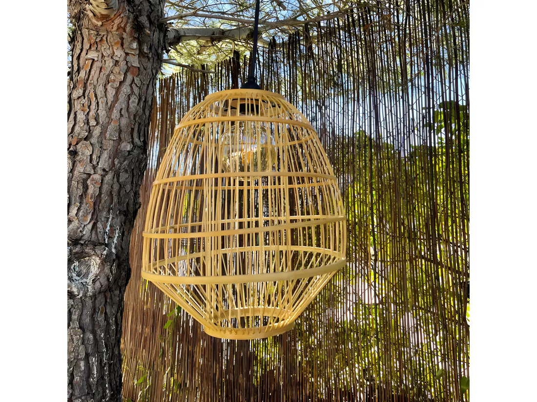 Suspension sur secteur pour l'extérieur MYKONOS OUTDOOR CABLE en rotin naturel style bohème 5m de longueur de câble