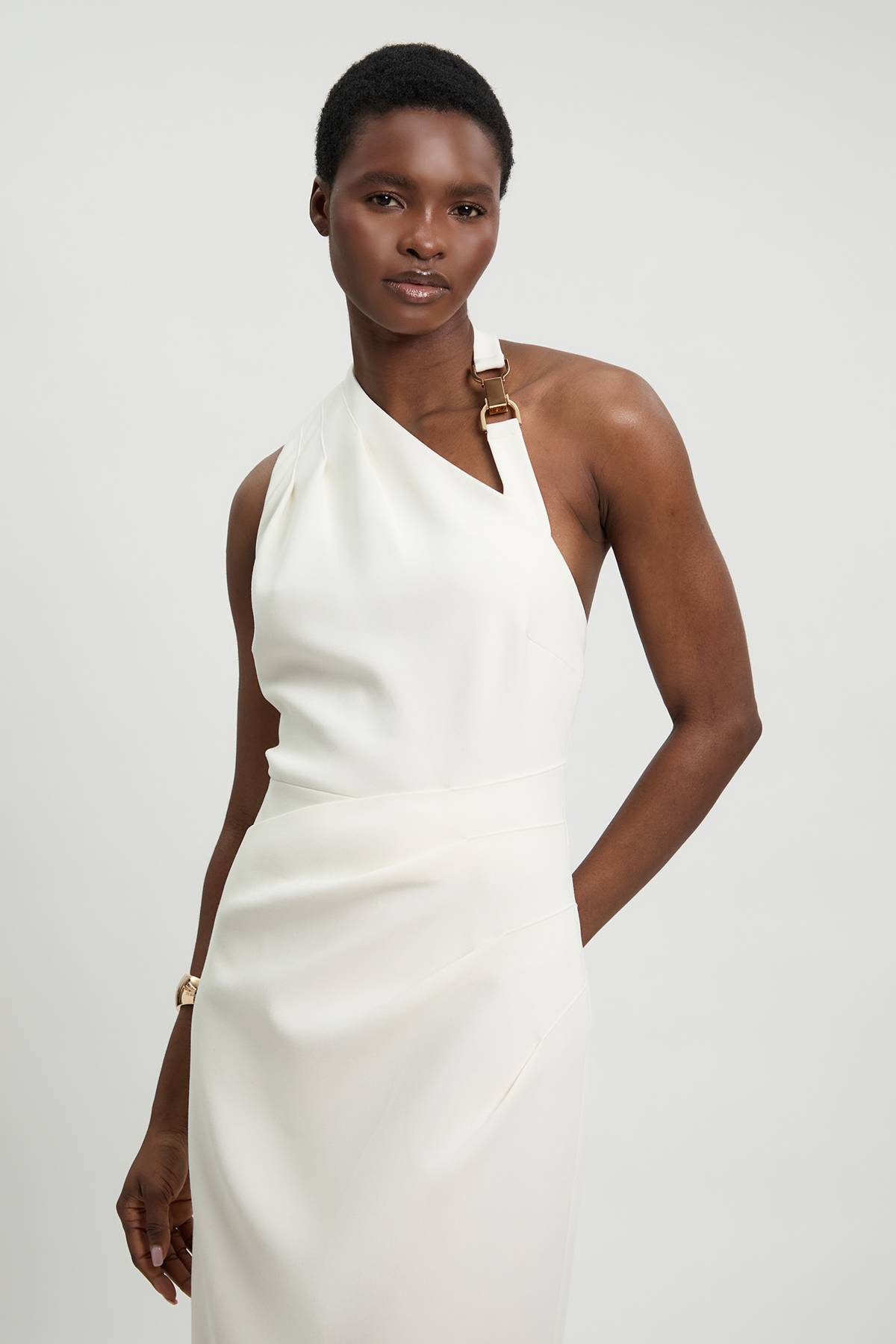 KarenMillen Robe Longue Ajustée En Tissu Stretch Compact Avec Détails De Finition