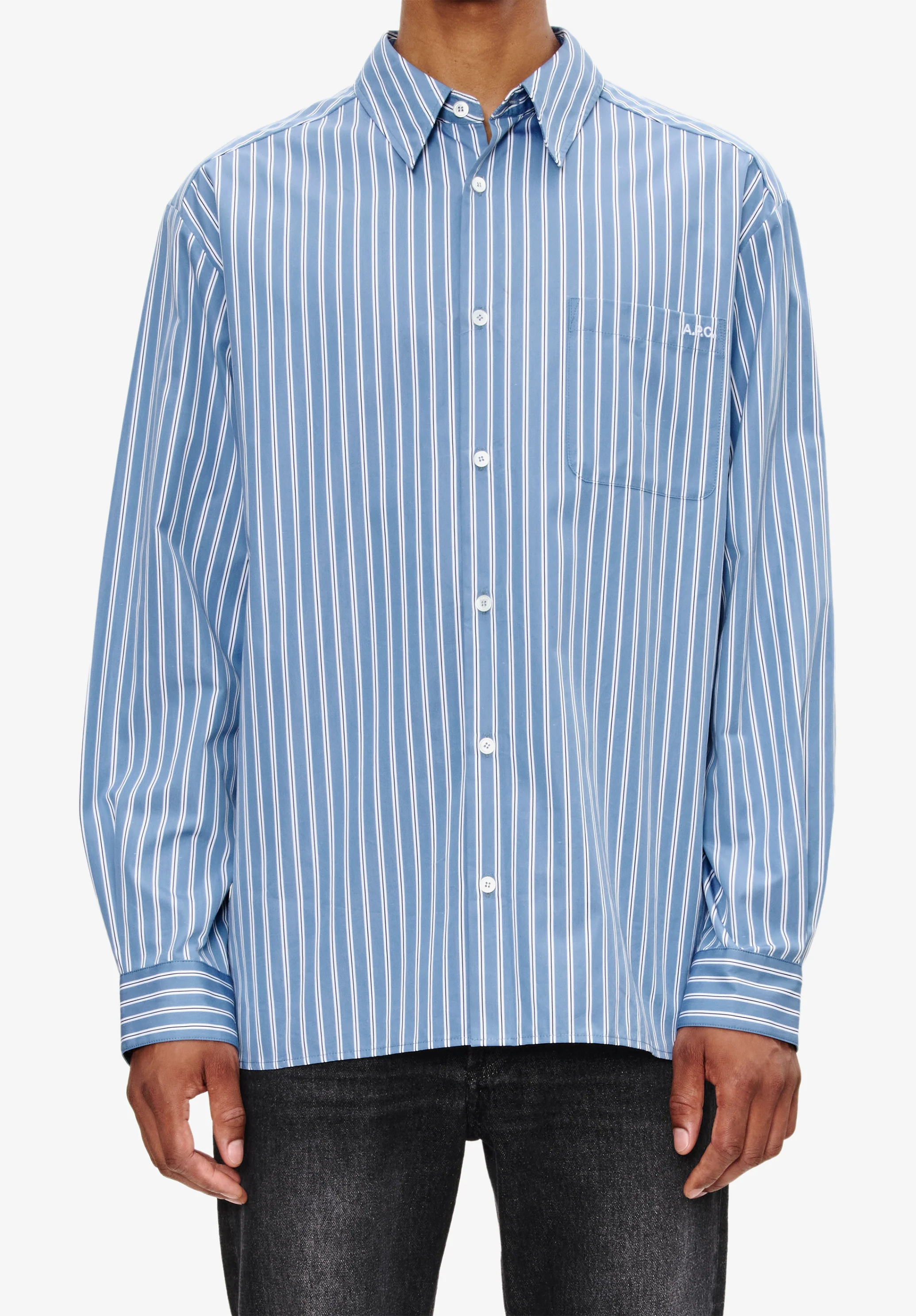 chemise malo logo - Bleu acier