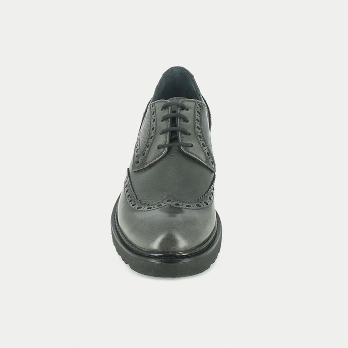 Derbies en cuir grainé  et cuir lisse gris
