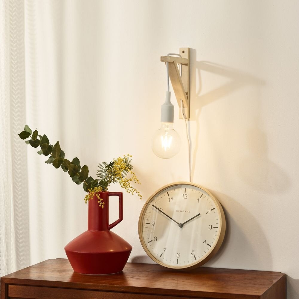 Wandlamp Fix wall, hout, met schakelaar, wit