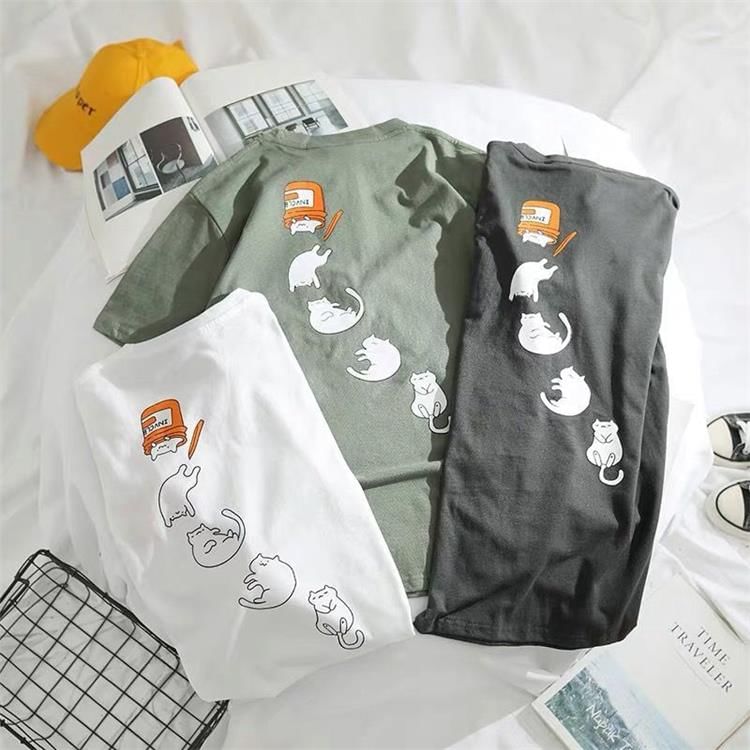 Bay Go Mall - T-shirt met korte mouwen, ronde hals en borduurwerk / T-shirt met grafische print
