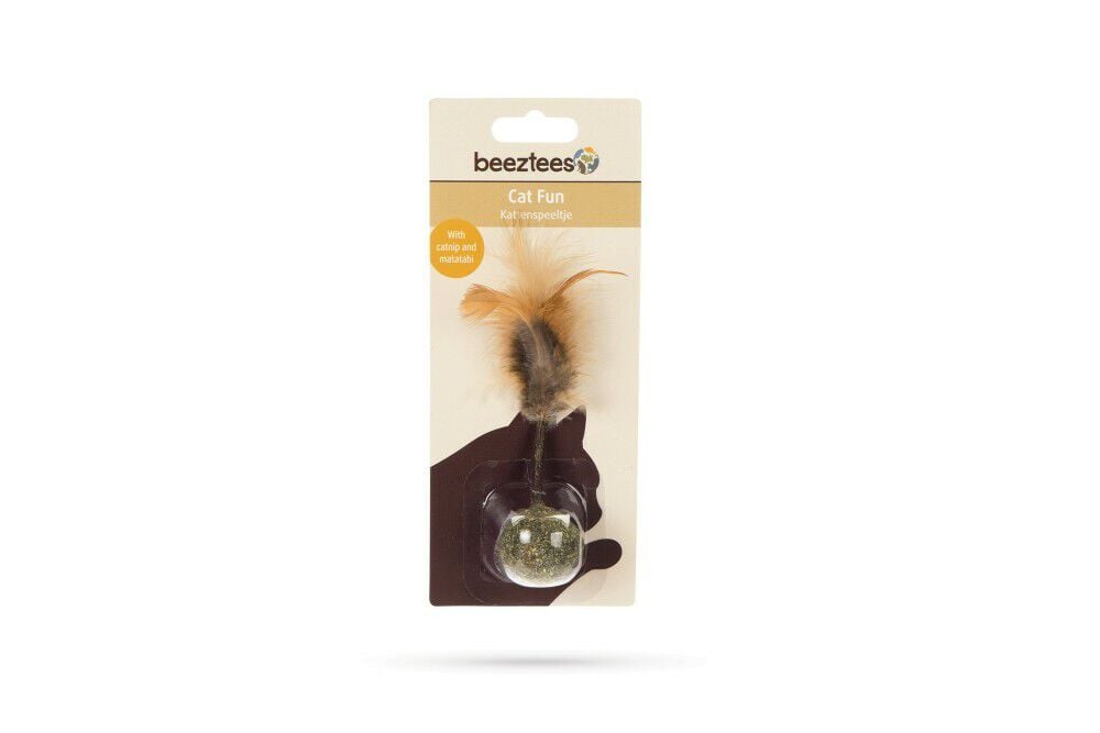 Beeztees Catnip Bal met Matatabi  en veren - Kattenspeeltje