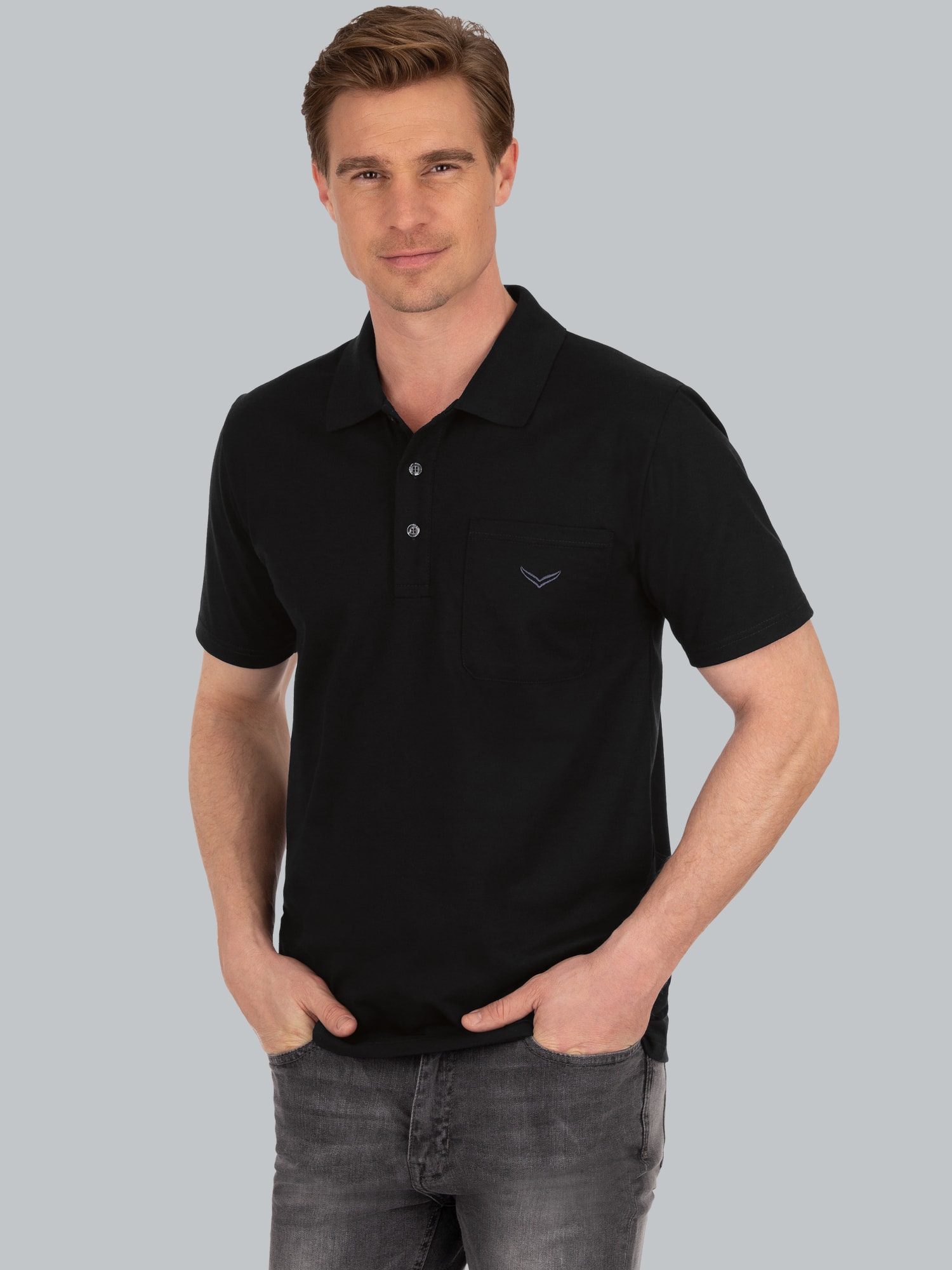 Poloshirt aus Single-Jersey Schwarz
