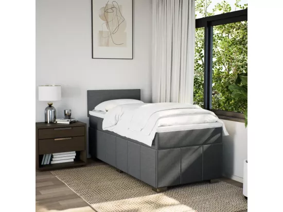 Sommier à lattes de lit et matelas Gris foncé 90x190 cm Tissu