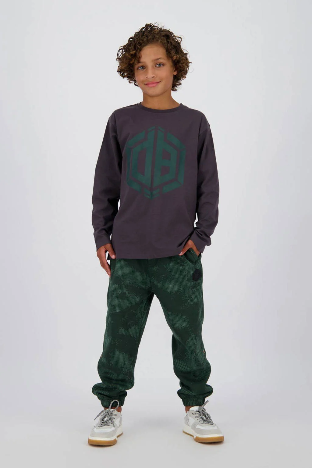 Vingino longsleeve Jamy met logo donkergrijs