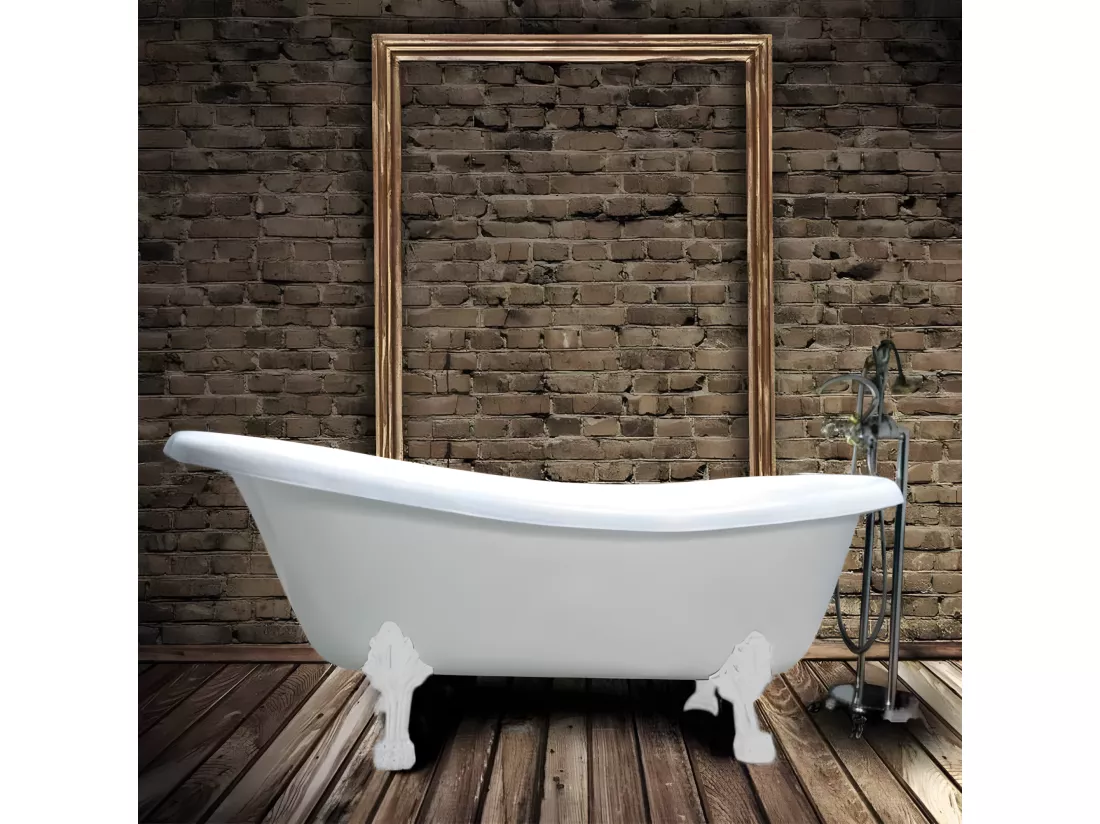 Baignoire sur pieds en fonte LIVINGSTON Blanche 170 cm Pieds blancs