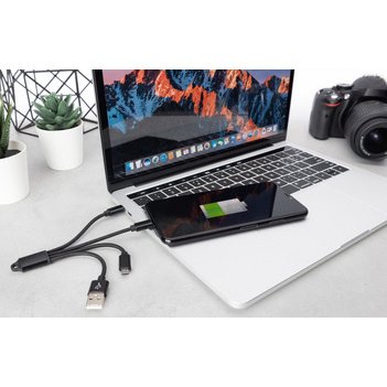 Câble de charge 3-en-1, USB A-Lightning + Micro USB