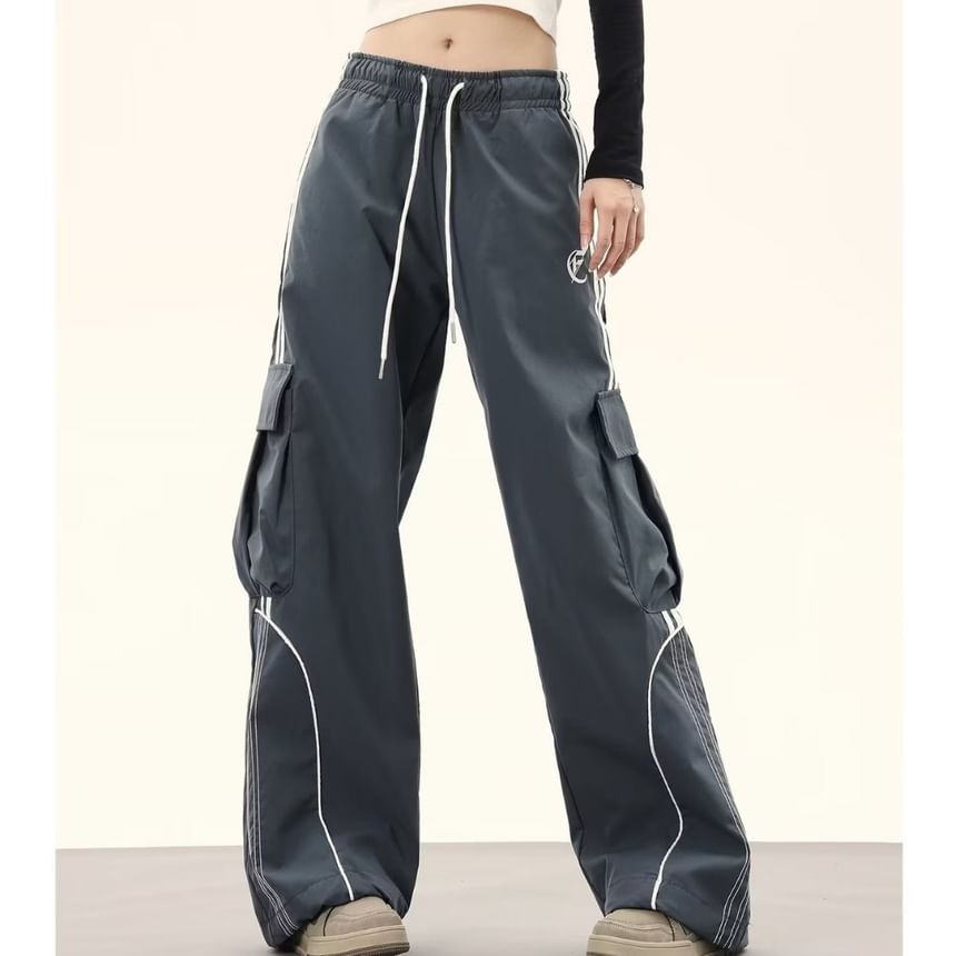 Rosesand - Lage taille, gestreepte, losse, wijde joggingbroek met zakken