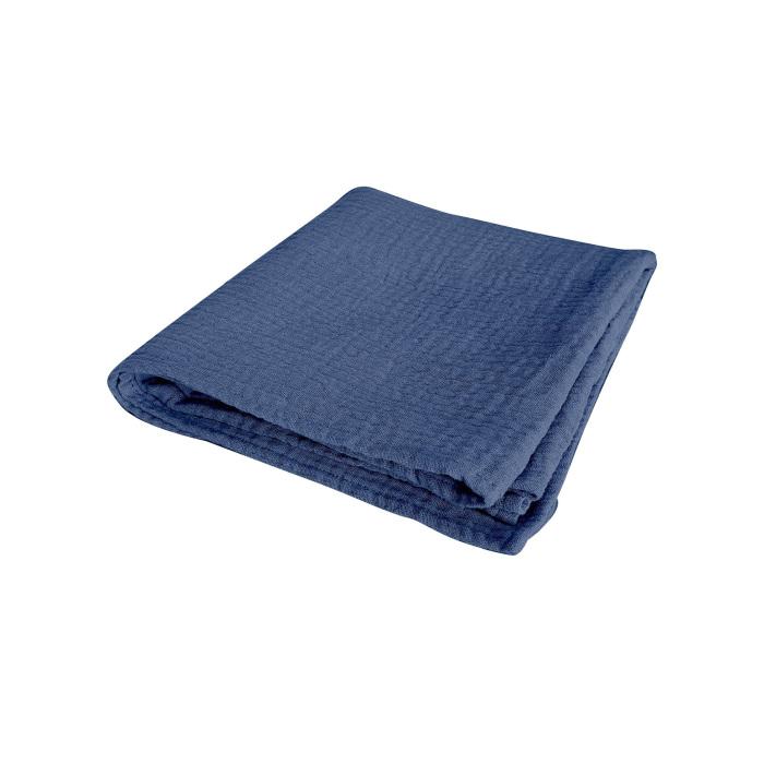 DRAP HOUSSE GAZE DE COTON 60X120CM BLEU FONCE