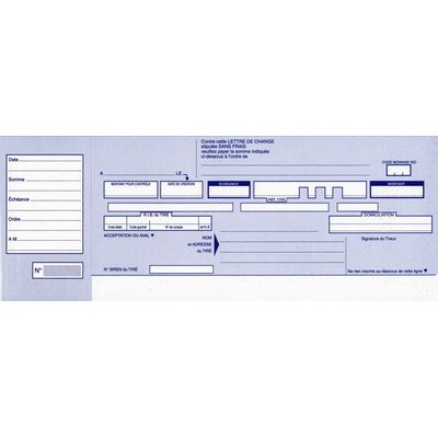 Carnet à souche 'Lettres de change', 102 x 270 mm