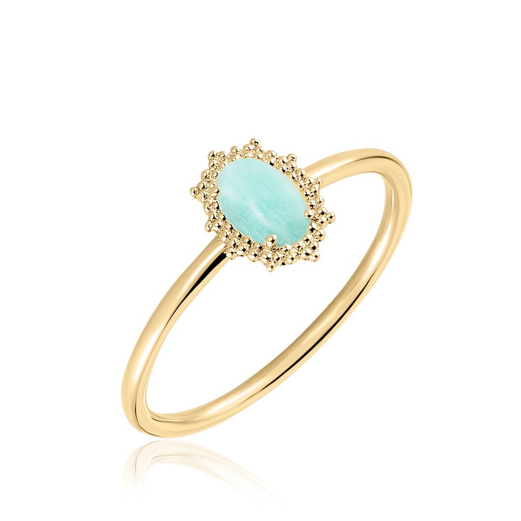Bague Vintage Love Plaqué Or Jaune Amazonite