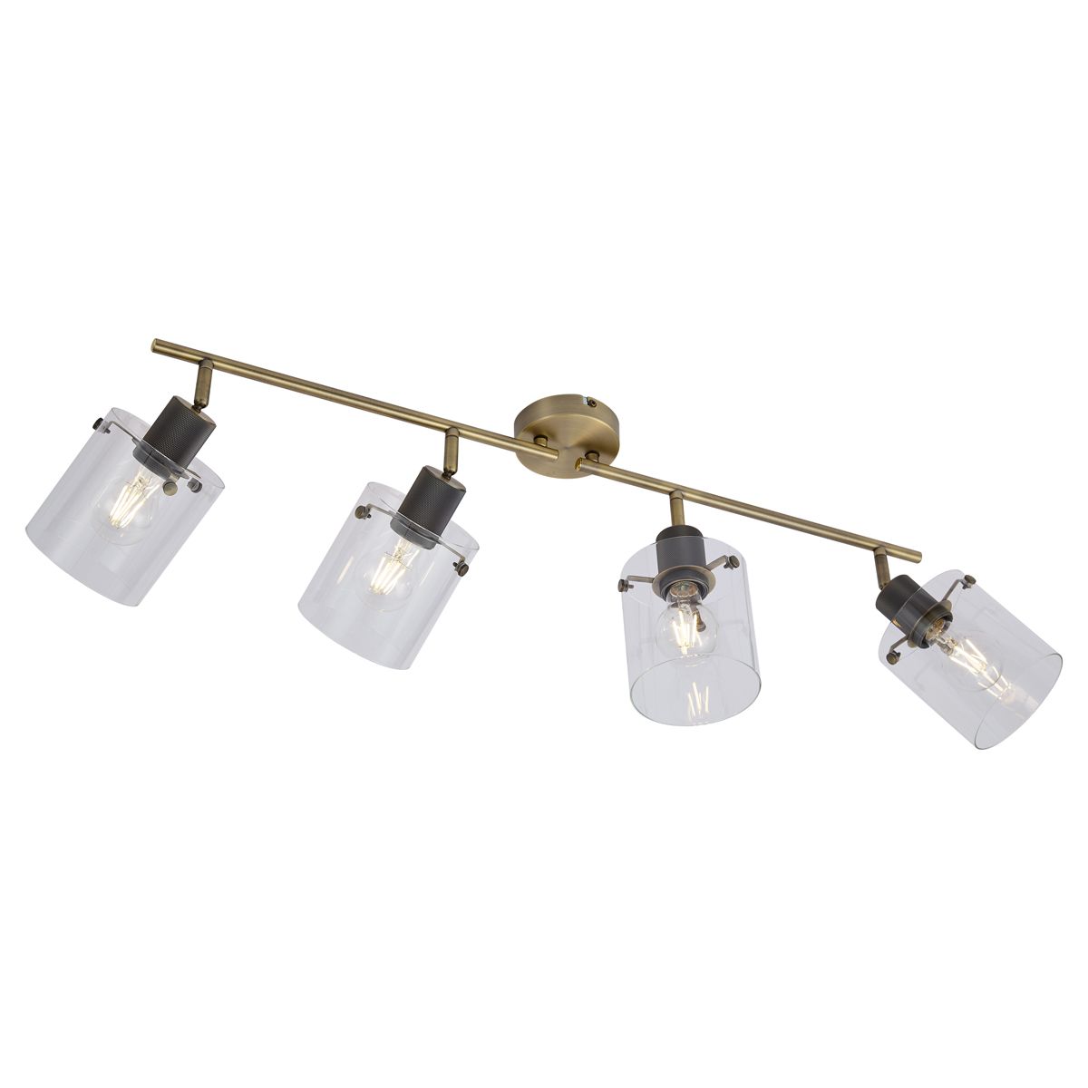 Design plafondspot brons met helder glas 4-lichts - Domo