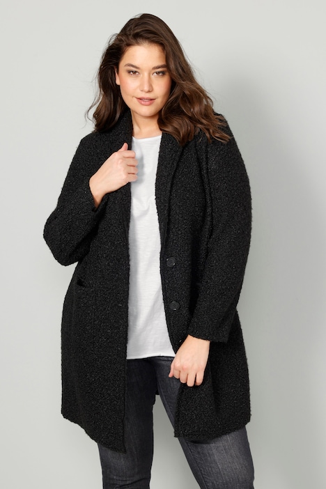 Kurzmantel, Straight Fit, Bouclé, Revers, Langarm