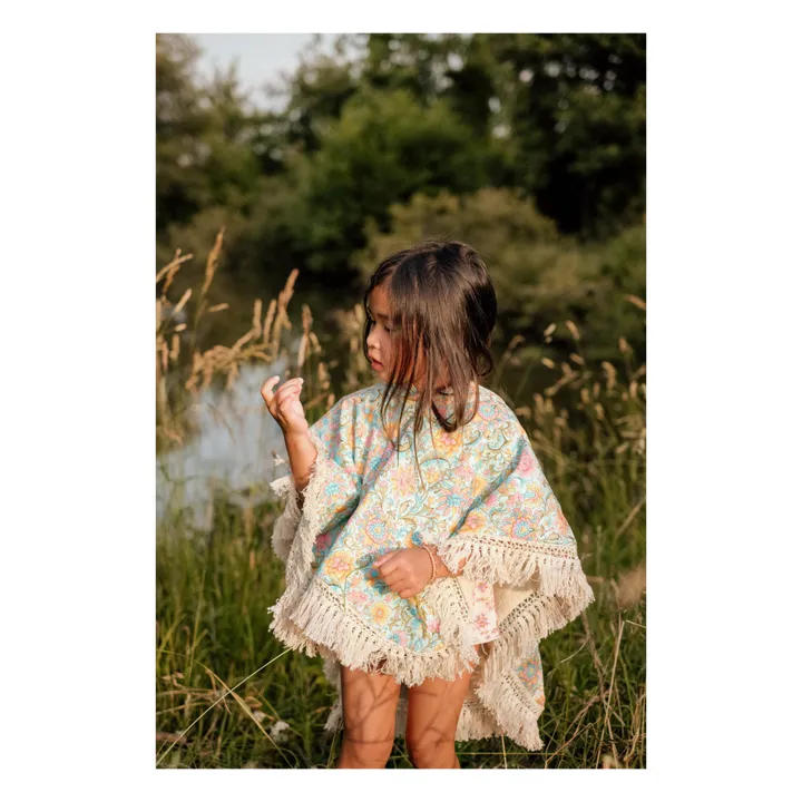 Louise Misha Poncho de bain Mael en coton bio | Vert d'eau