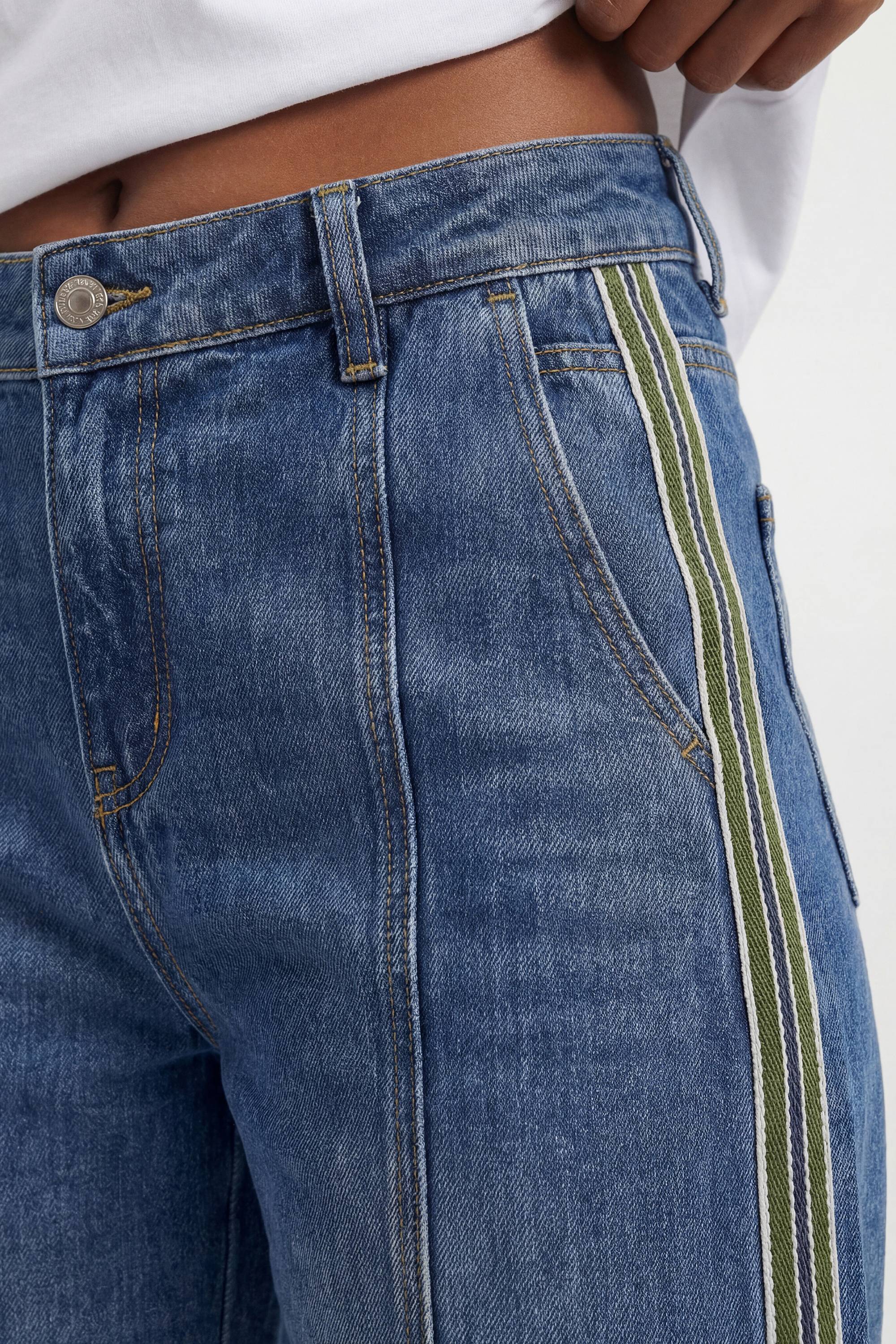 KarenMillen Jean Jambe Tonneau En Denim À Panneaux Latéraux