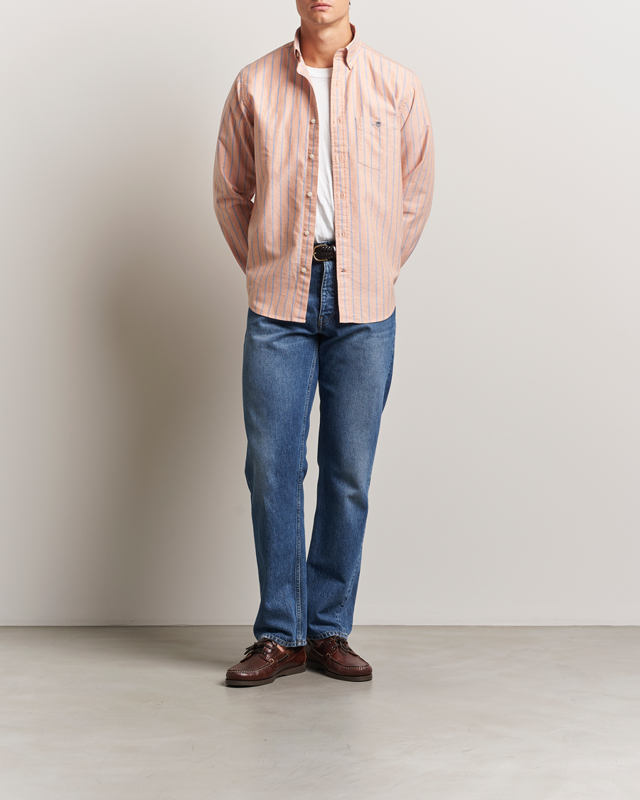 GANT Regular Fit Classic Oxford Striped Shirt Orange