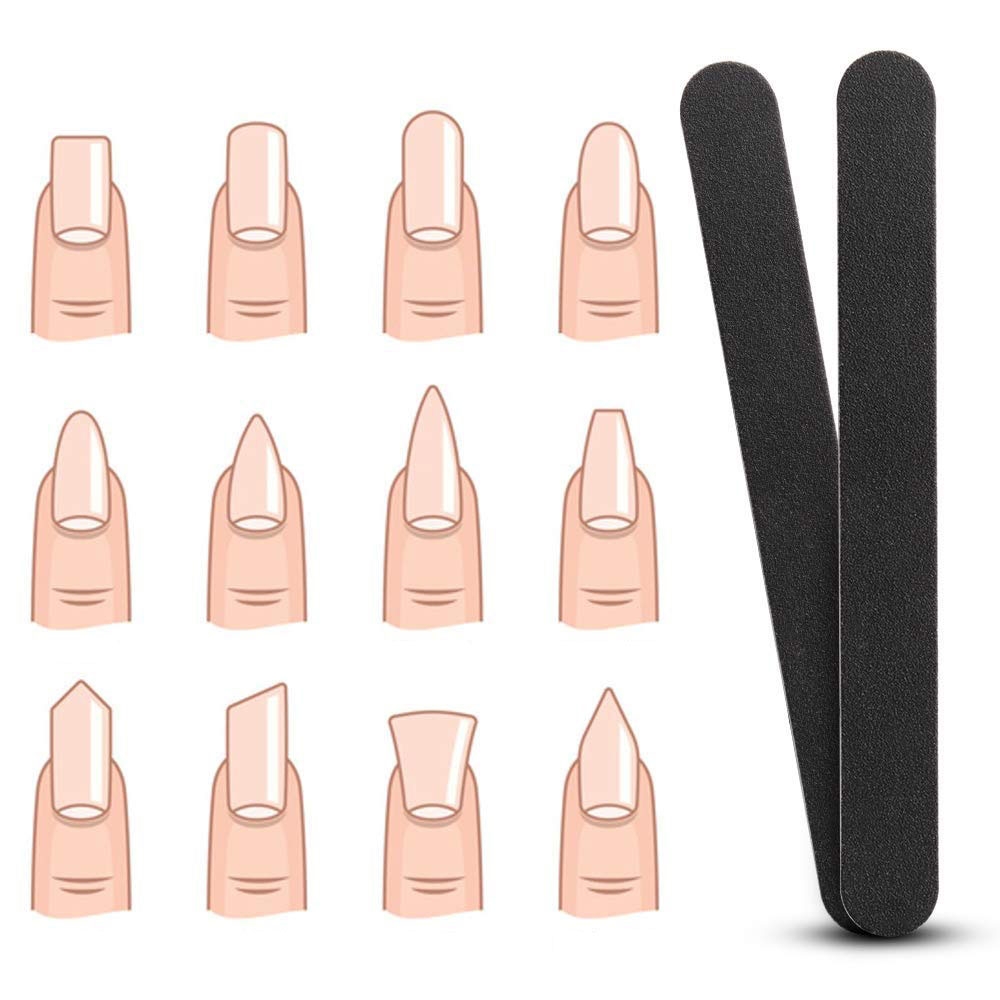 (10er Set) Nagelfeile Formfeile Doppelseitig für die Maniküre / Pediküre - Schwarz