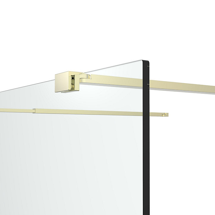 Paroi de douche à l'italienne centrale l.120 x 195 cm, profilés alu doré satin, GoodHome Ledava