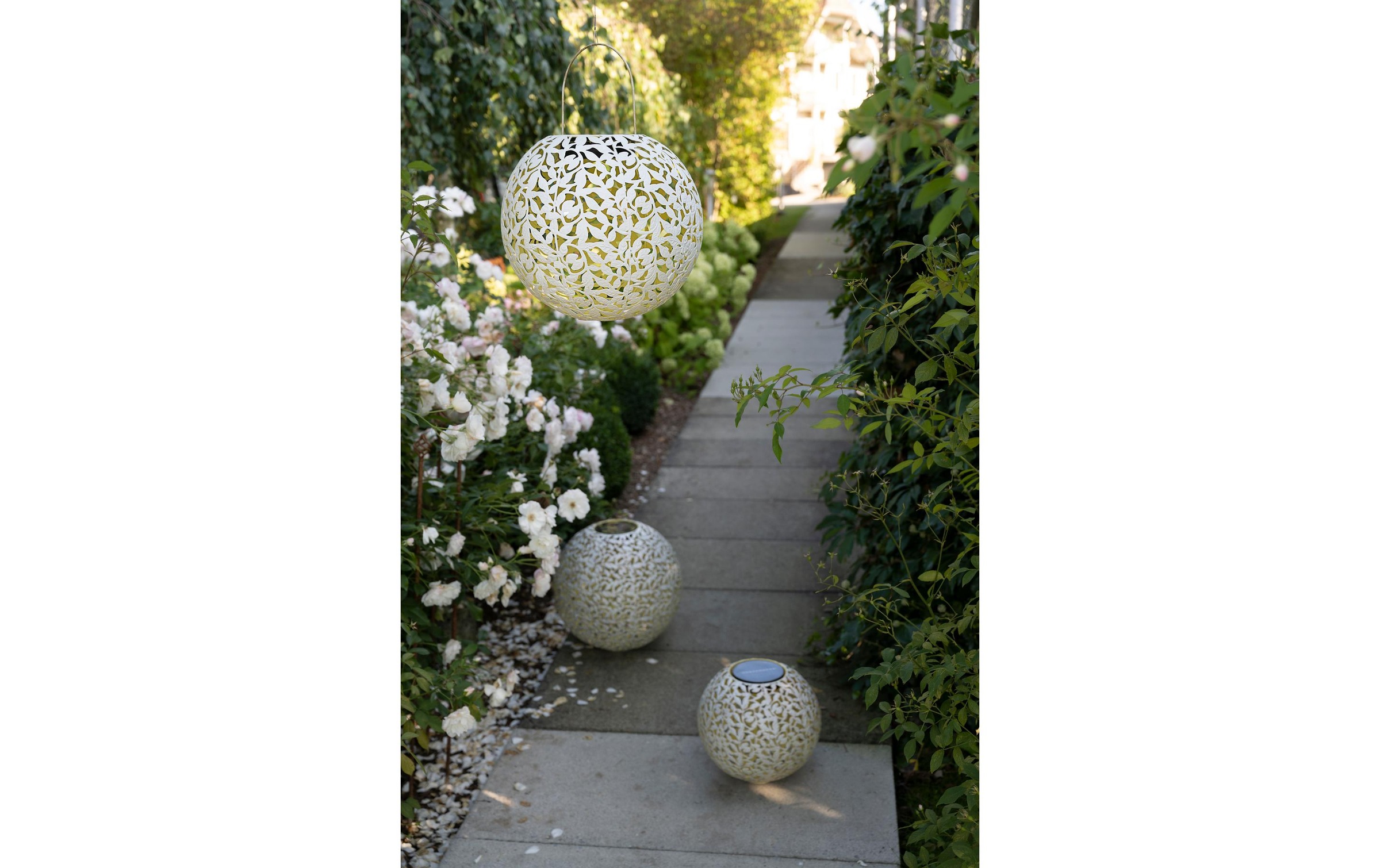 STT LED Gartenleuchte »Ball Solar Antic 30 cm Weiss«