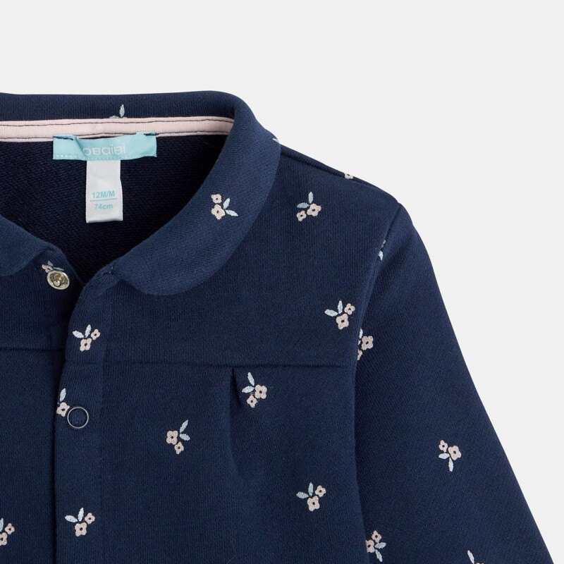 Veste molleton imprimé fleurs bleu bébé fille Bleu