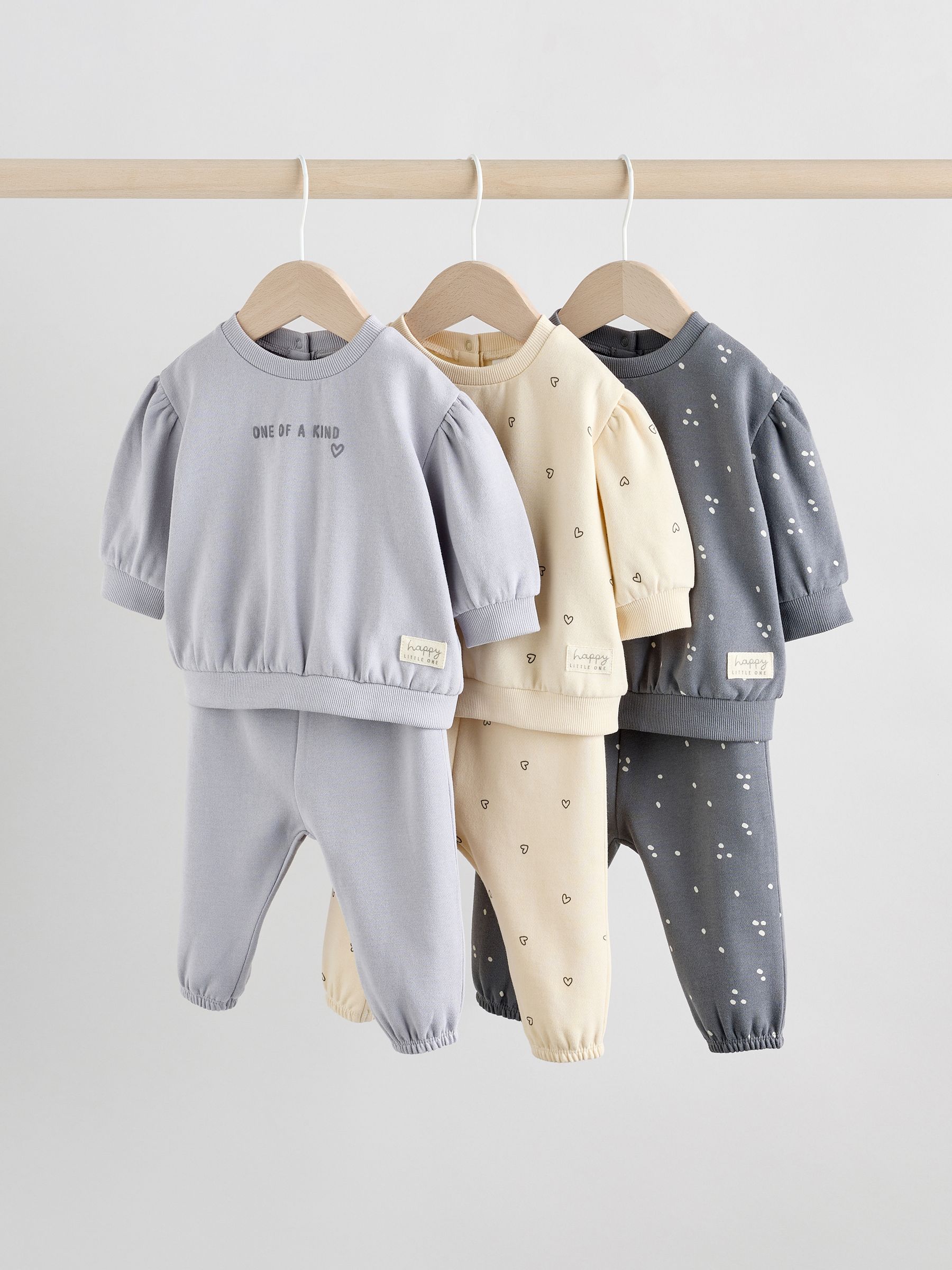 Antracietgrijs & Crème - Baby sweatshirt en joggingbroek 6 -delige set (0mnd -2jr)