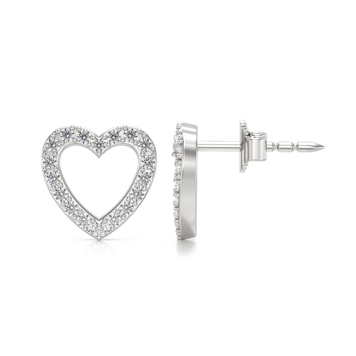 Boucles d'oreilles ADEN Coeur Or 585 Blanc Diamant 1.284grs