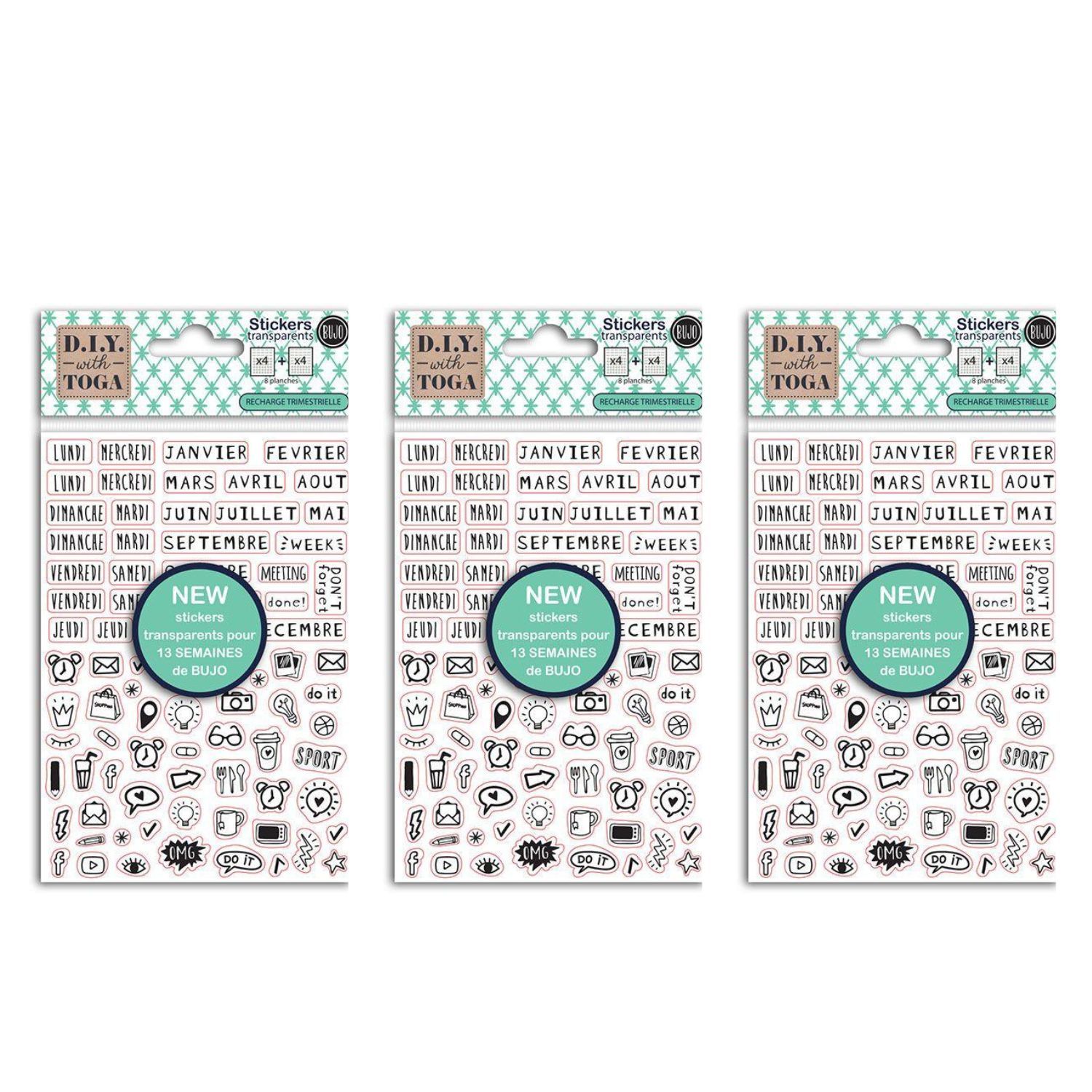 2000+ stickers bullet journal noirs transparents