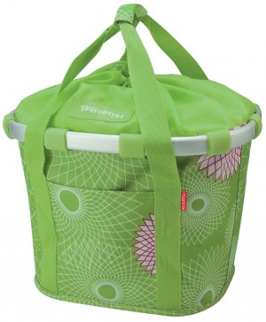 Klickfix Bikebasket grøn m. mønster