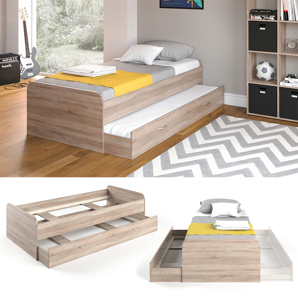 VitaliSpa Bett Enzo Jugendbett mit Gästeliege Funktionsbett 90x200 cmSonoma