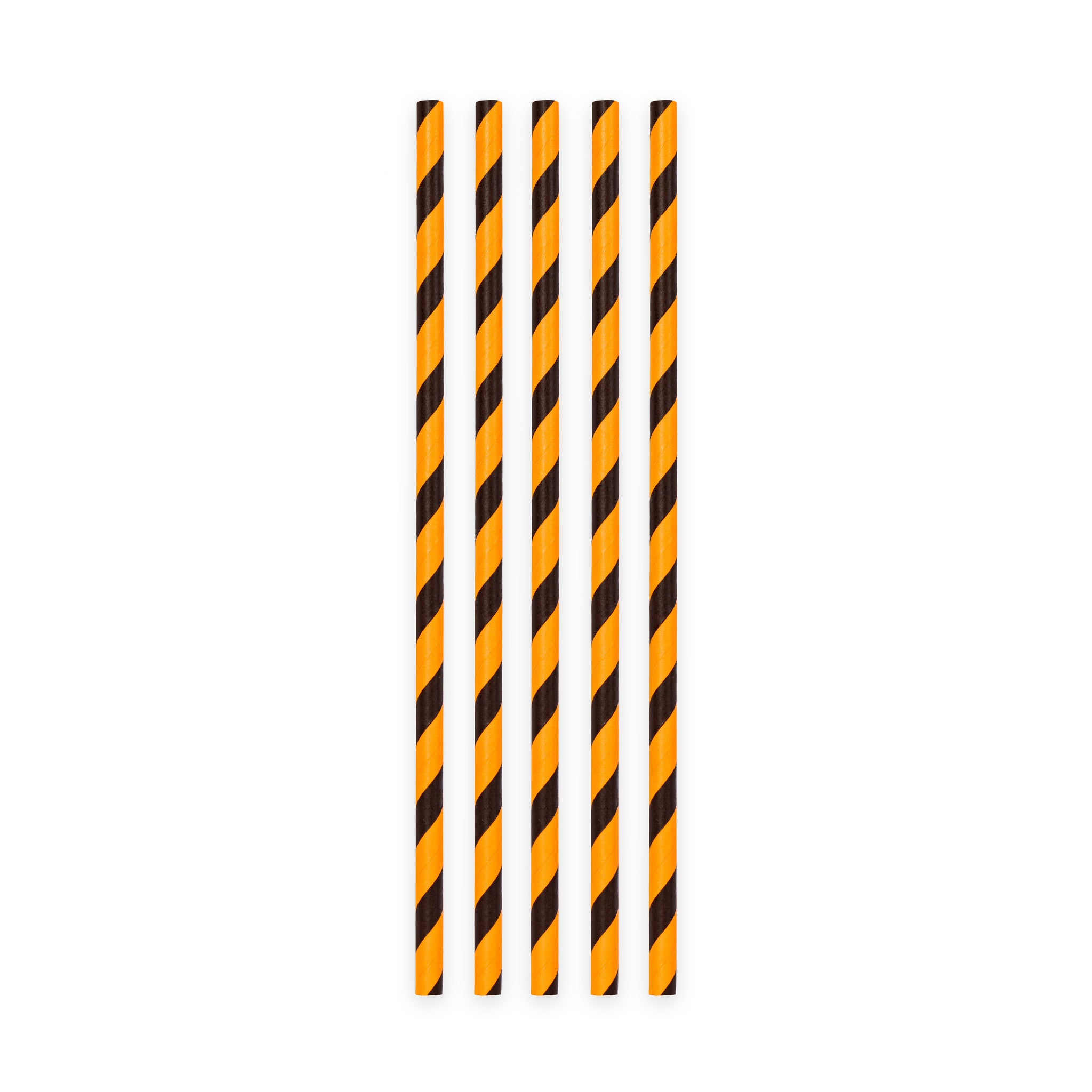 Papieren Rietjes Oranje/Zwart Gestreept 19,7cm 20st