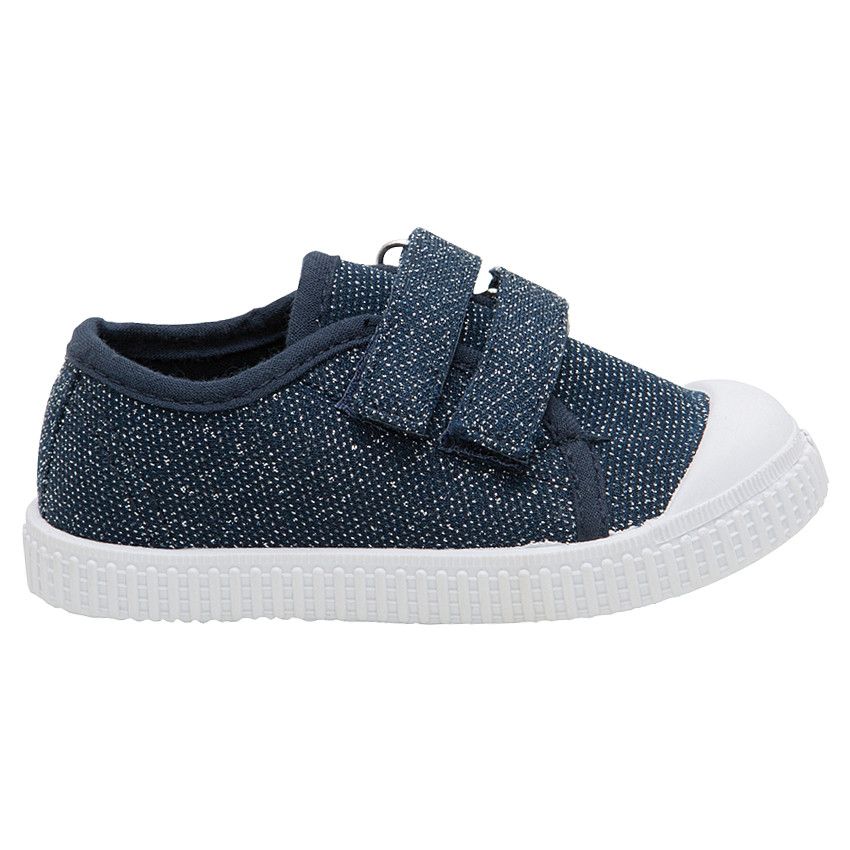 Baskets basses en toile mélangées de fils brillants du 20 AU 23 - Bleu marine