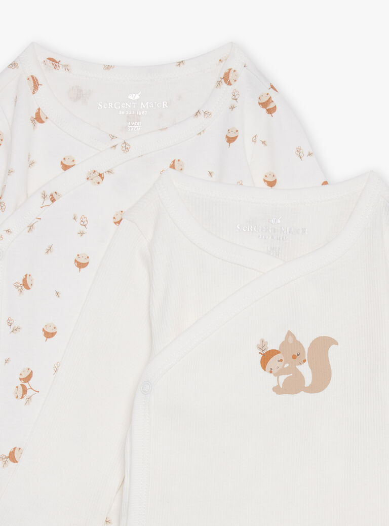 Lot de 2 body écrus côtelés en coton biologique