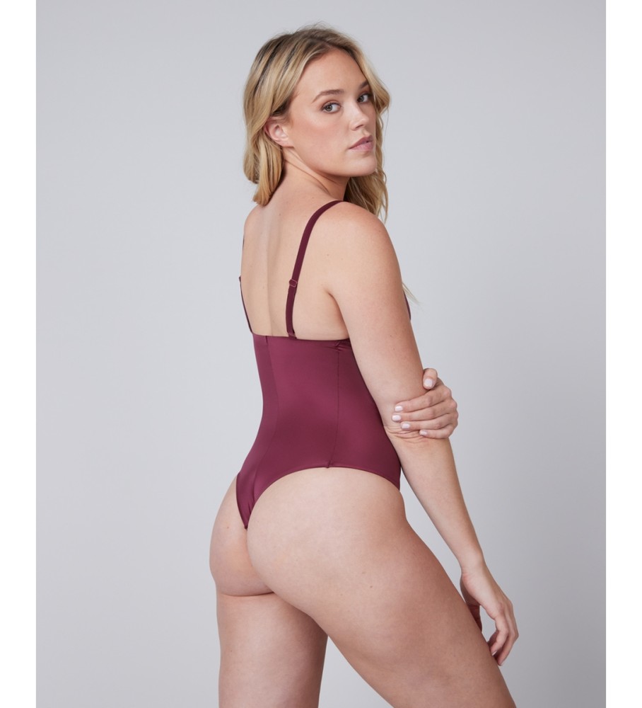 Calcinha fio dental SPANX em cetim cor granada