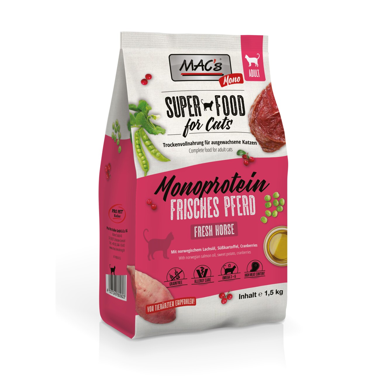 MAC's Cat Adult Trockenfutter Mono frisches Pferd 1,5 kg