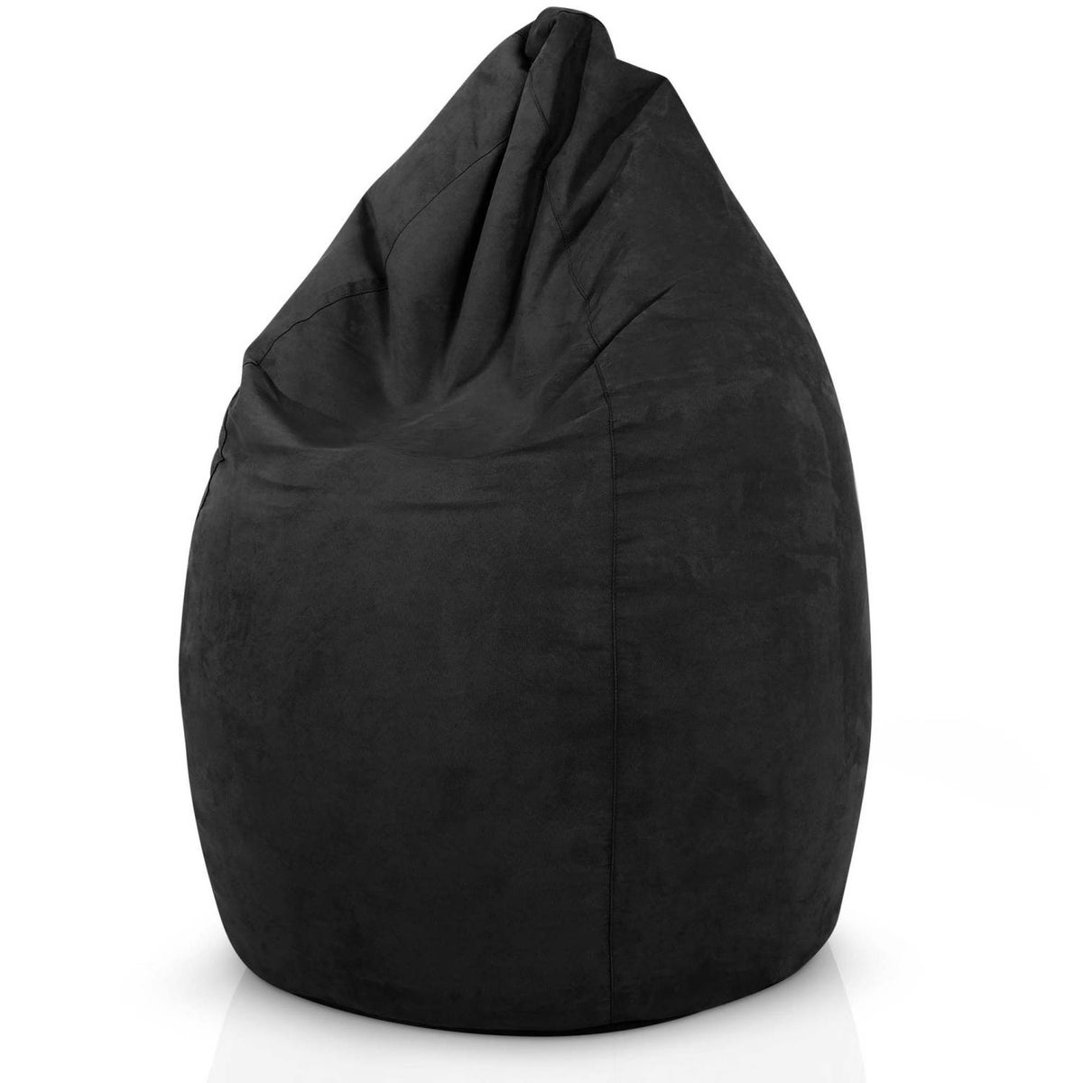 Green Bean zitzak met rugleuning 60x60x90cm - Binnenzitkussen 220L vulling, comfortabel, wasbaar - Zitzak vloerkussen, loungestoel, voetenbank - zwart