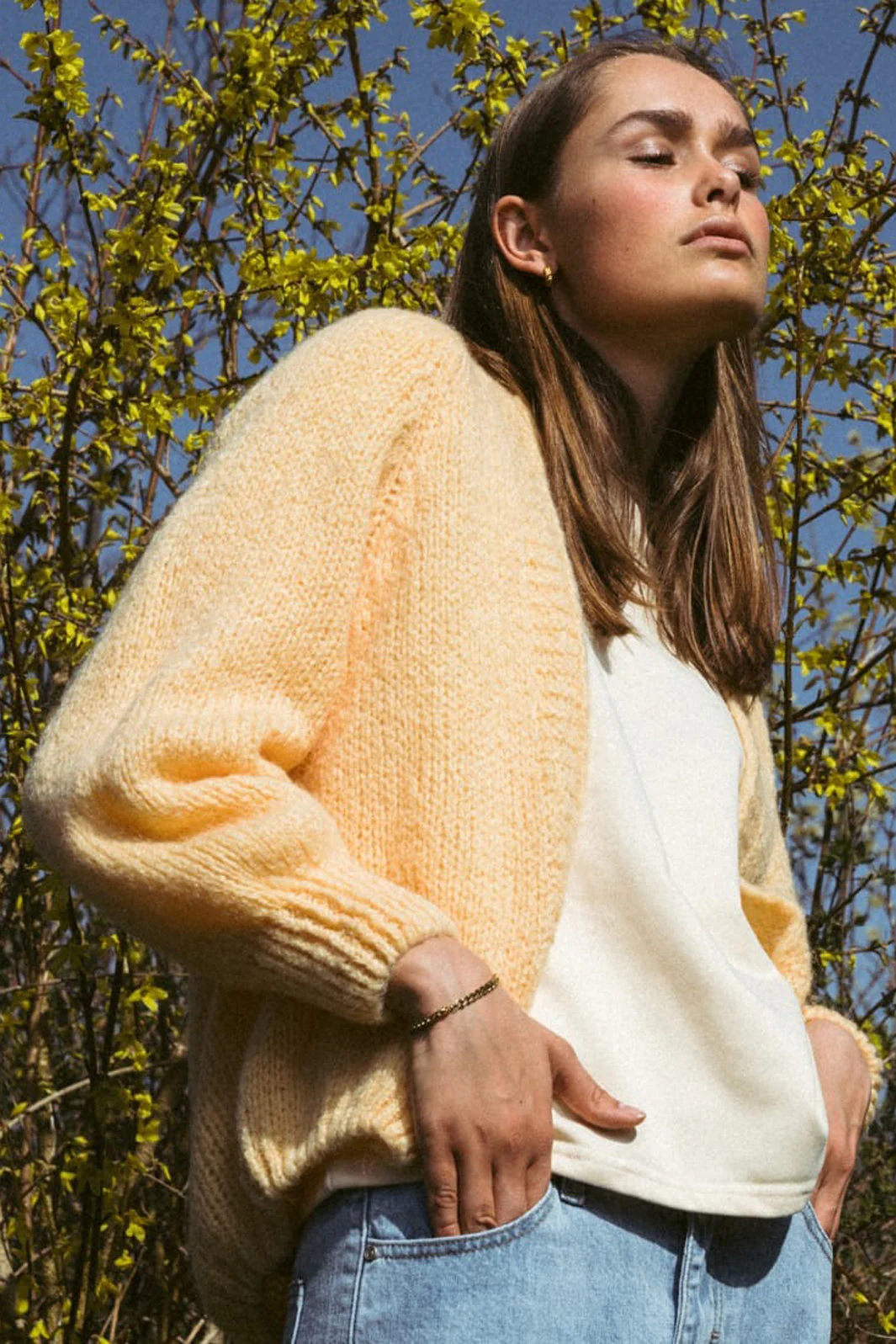 Noella Fora Knit Cardigan yellow melange