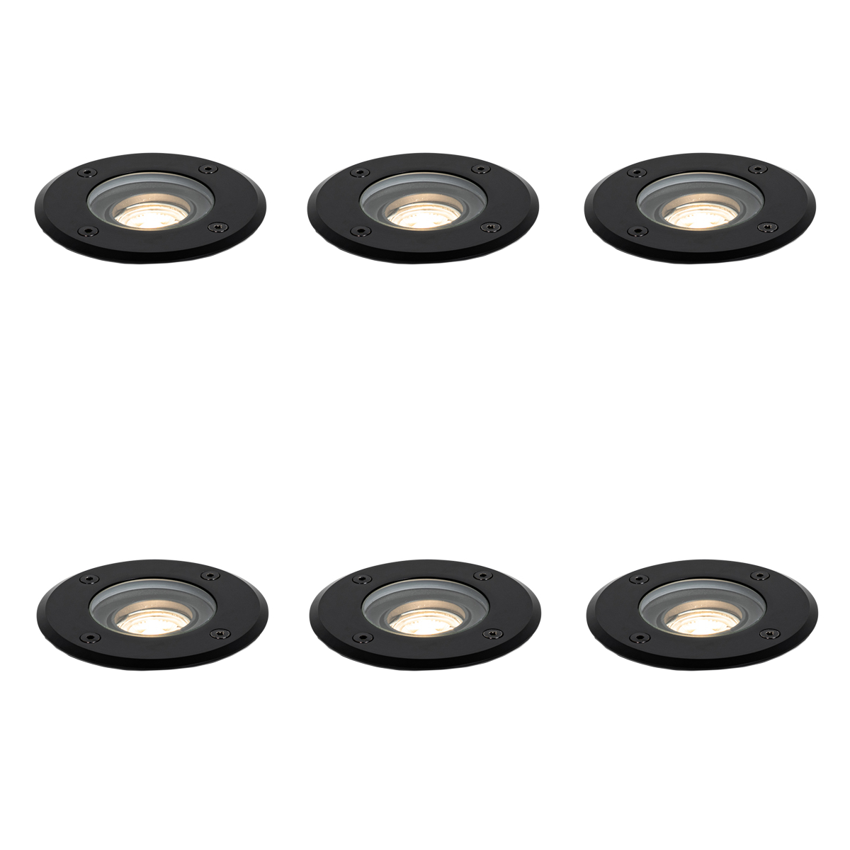 Set van 6 moderne buiten grondspots zwart 35 mm verstelbaar IP65 - Delux