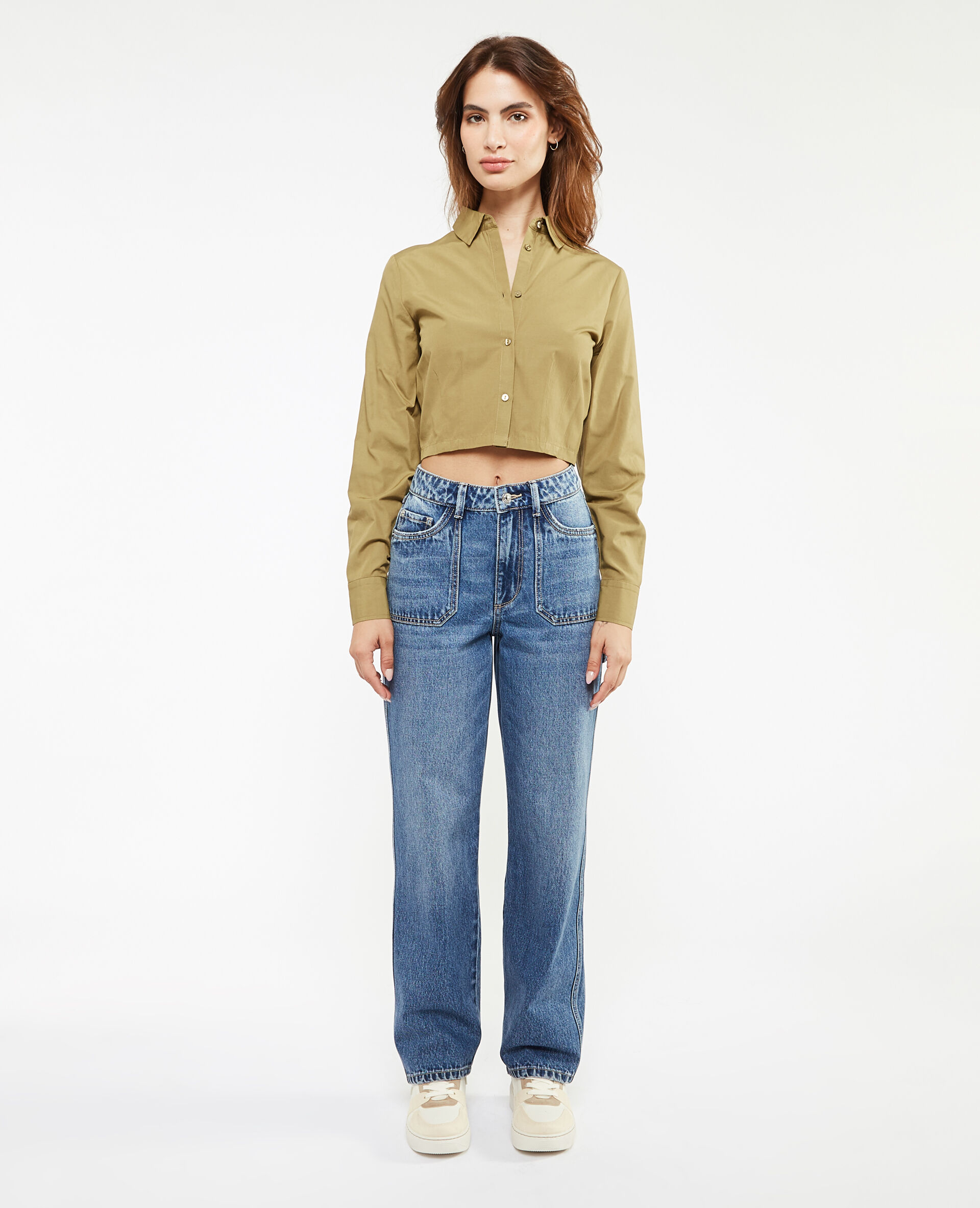 Jean droit taille haute - Bleu