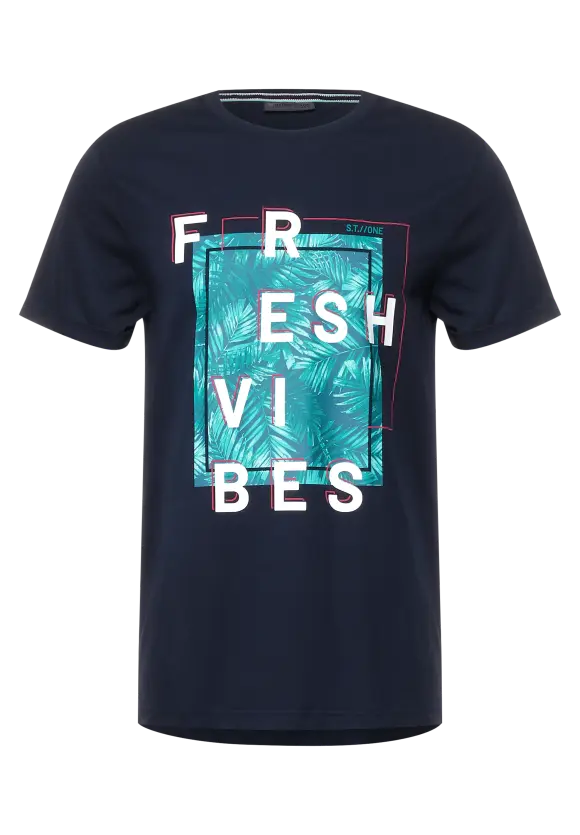 T-Shirt im Printmix - deep navy blue