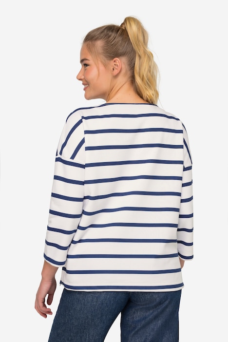 Sweatshirt, oversized, Ringel, 3/4-Ärmel, OEKO-TEX