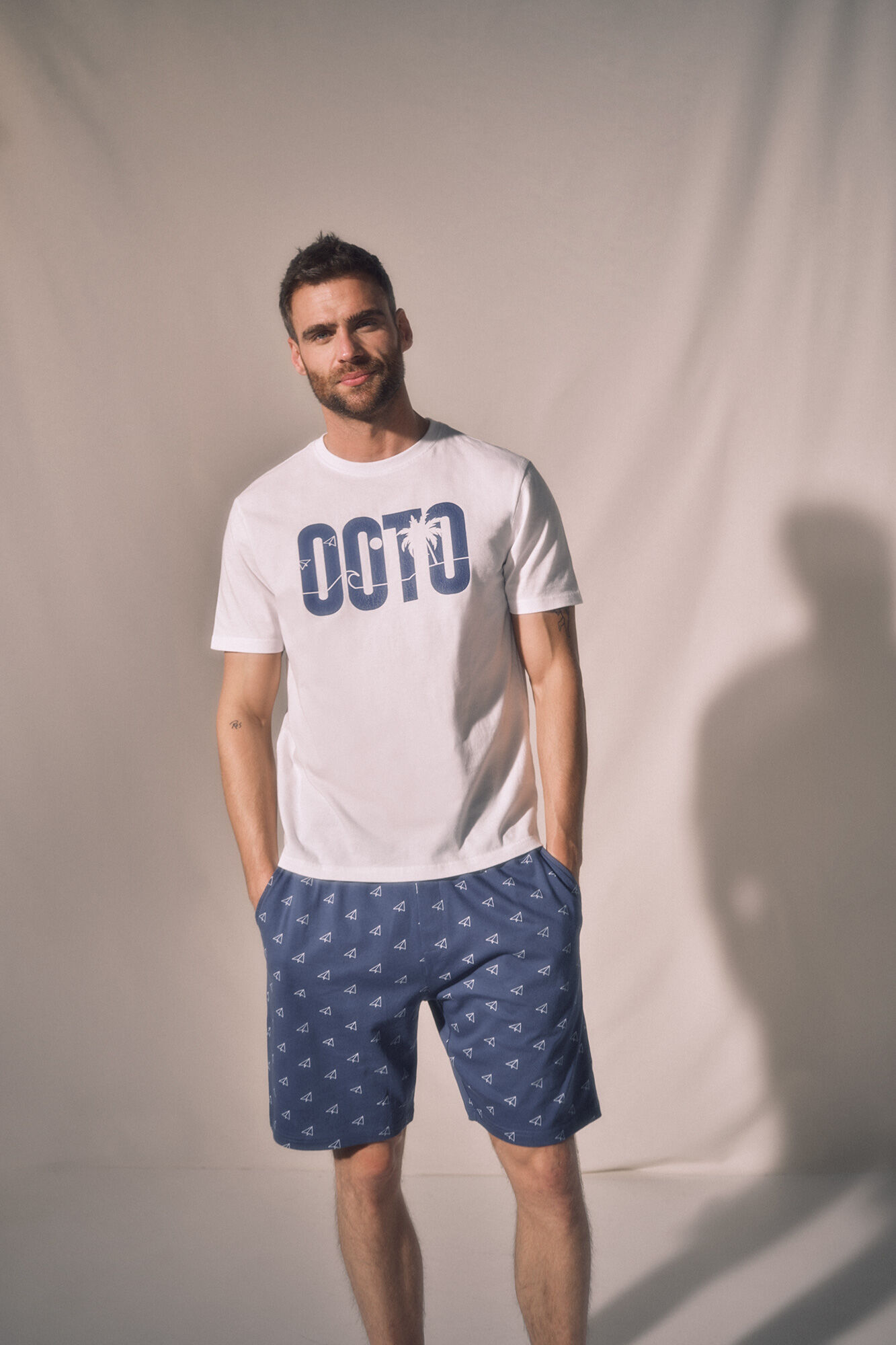 Conjunto de pijama de manga curta - Branco
