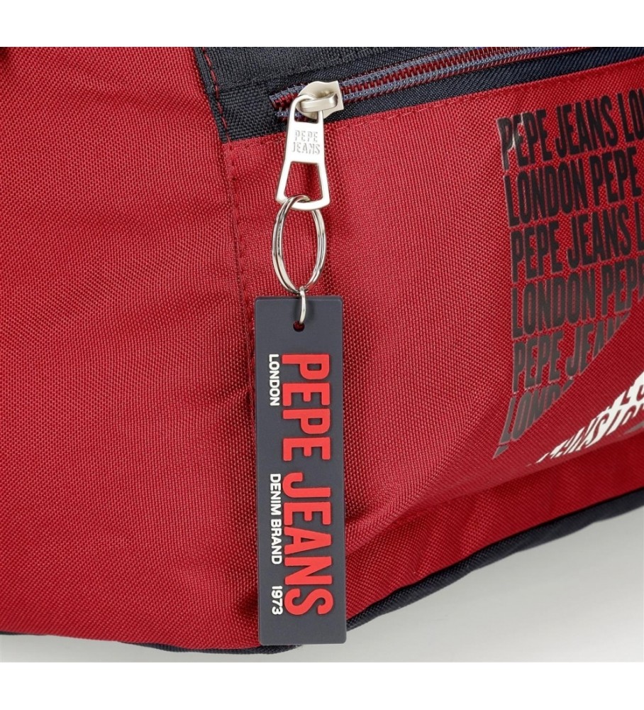 Mochila ajustável Pepe Jeans Clark de 46 cm com dois compartimentos, vermelha.