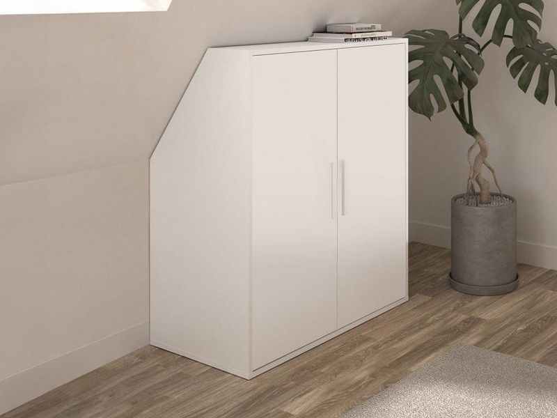 Vente-unique - ADEZIO - Zolderkast - Wit - Spaanplaat - 2 Deuren